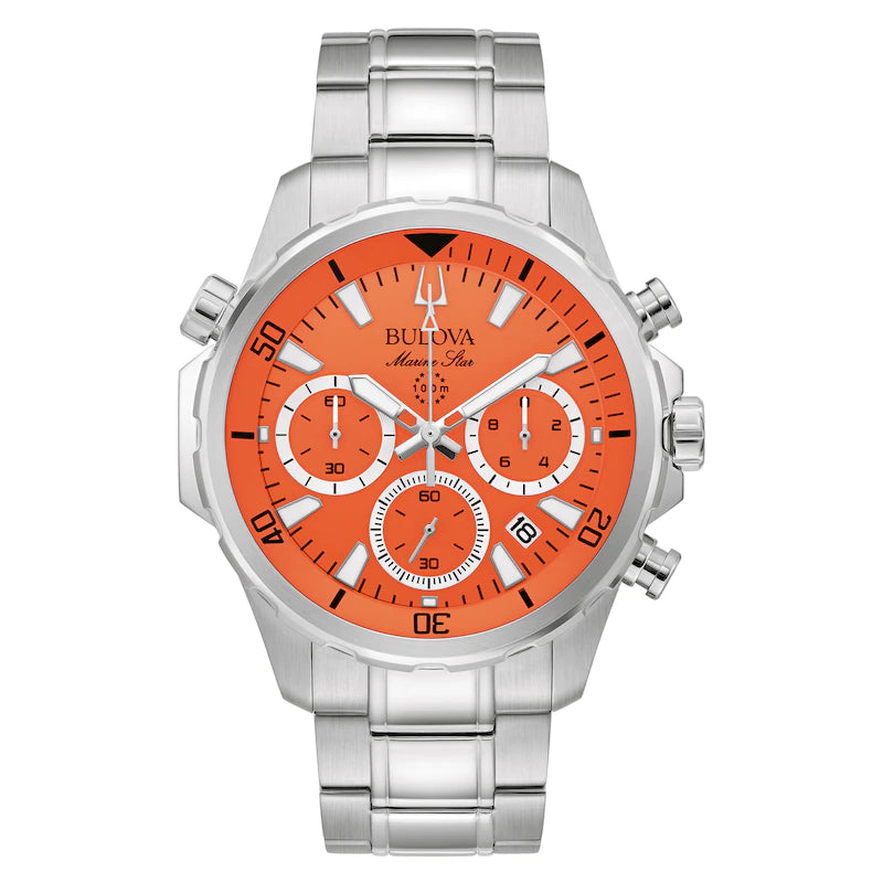 Bulova Marine Star Men's Chronograph Watch (Orange)