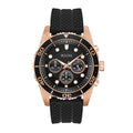 Bulova Classic Sport Rose Gold-Tone Chronograph Black Silicone Strap Watch with Black Dial