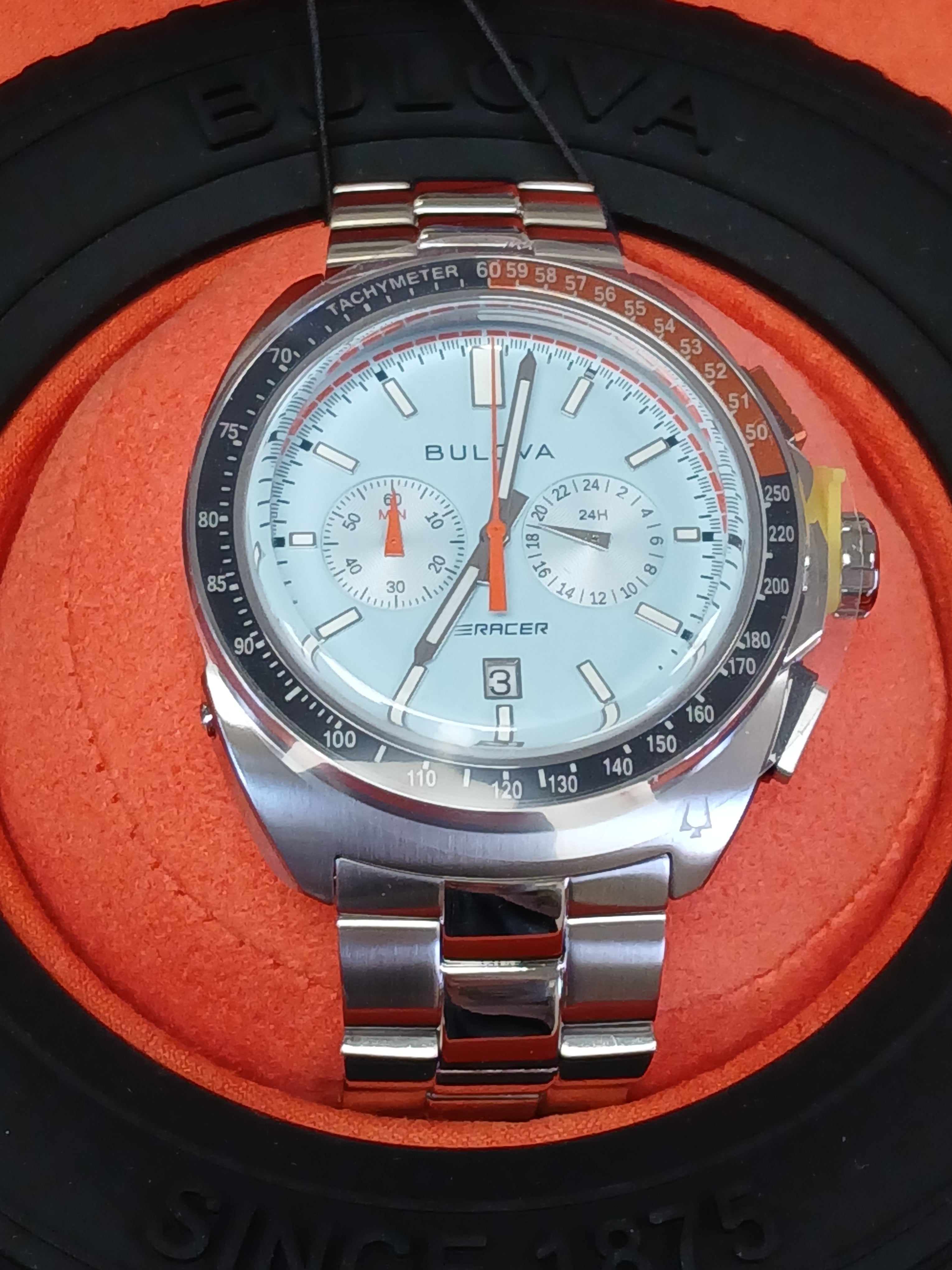 Bulova Racer Chronograph Watch with Light Blue Dial