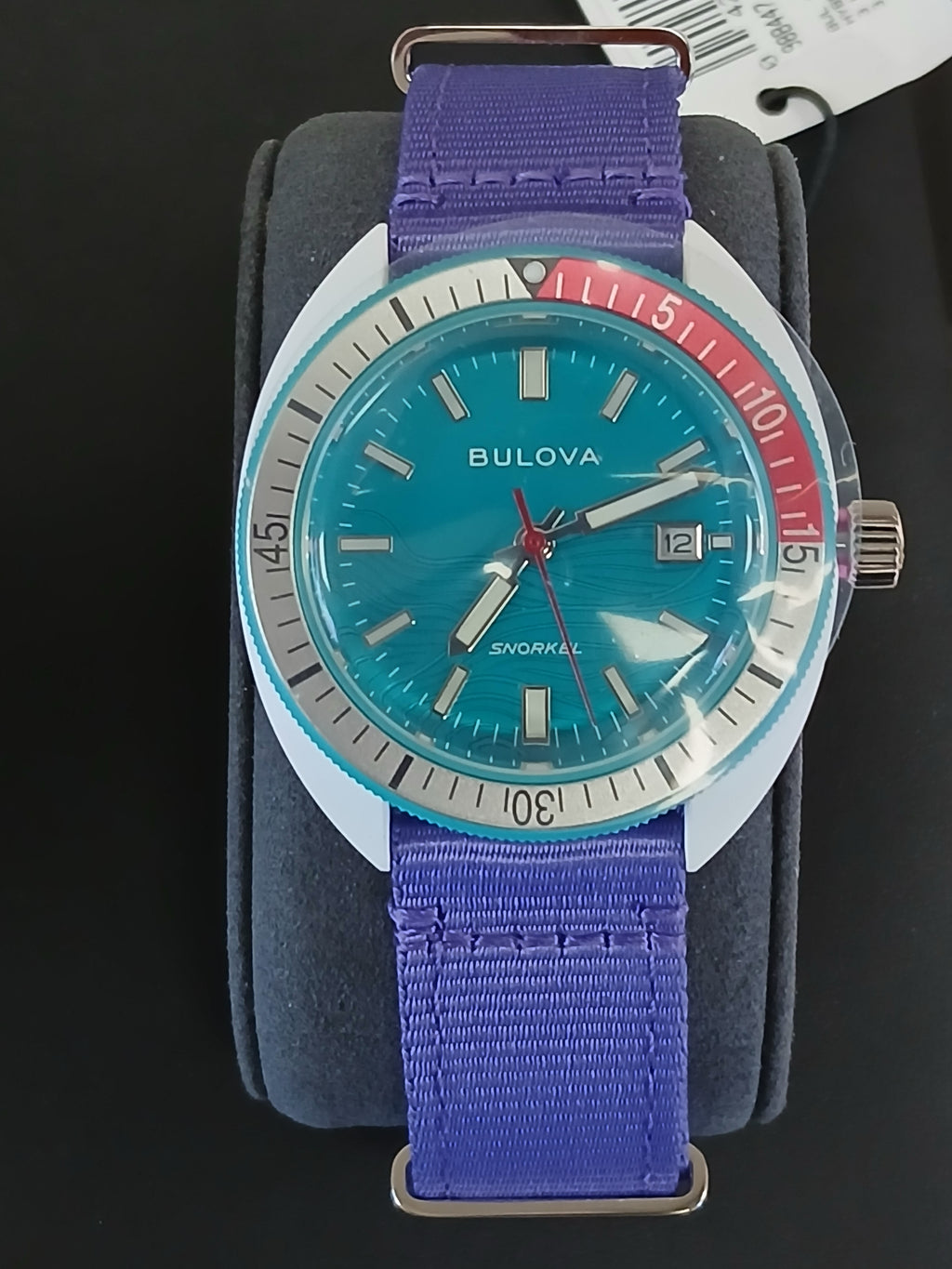 Bulova
Bulova Snorkel Teal Dial Violet TIDE Nylon NATO Strap Limited Edition Watch 41mm